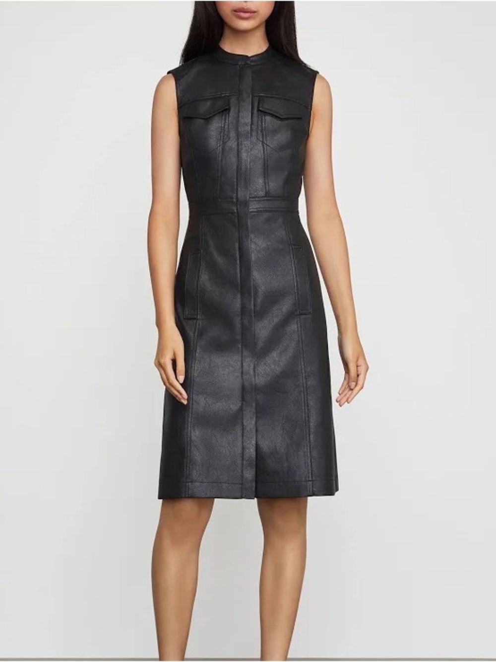 BCBGMAXAZRIA Allexandria Faux Leather Dress XXS Black